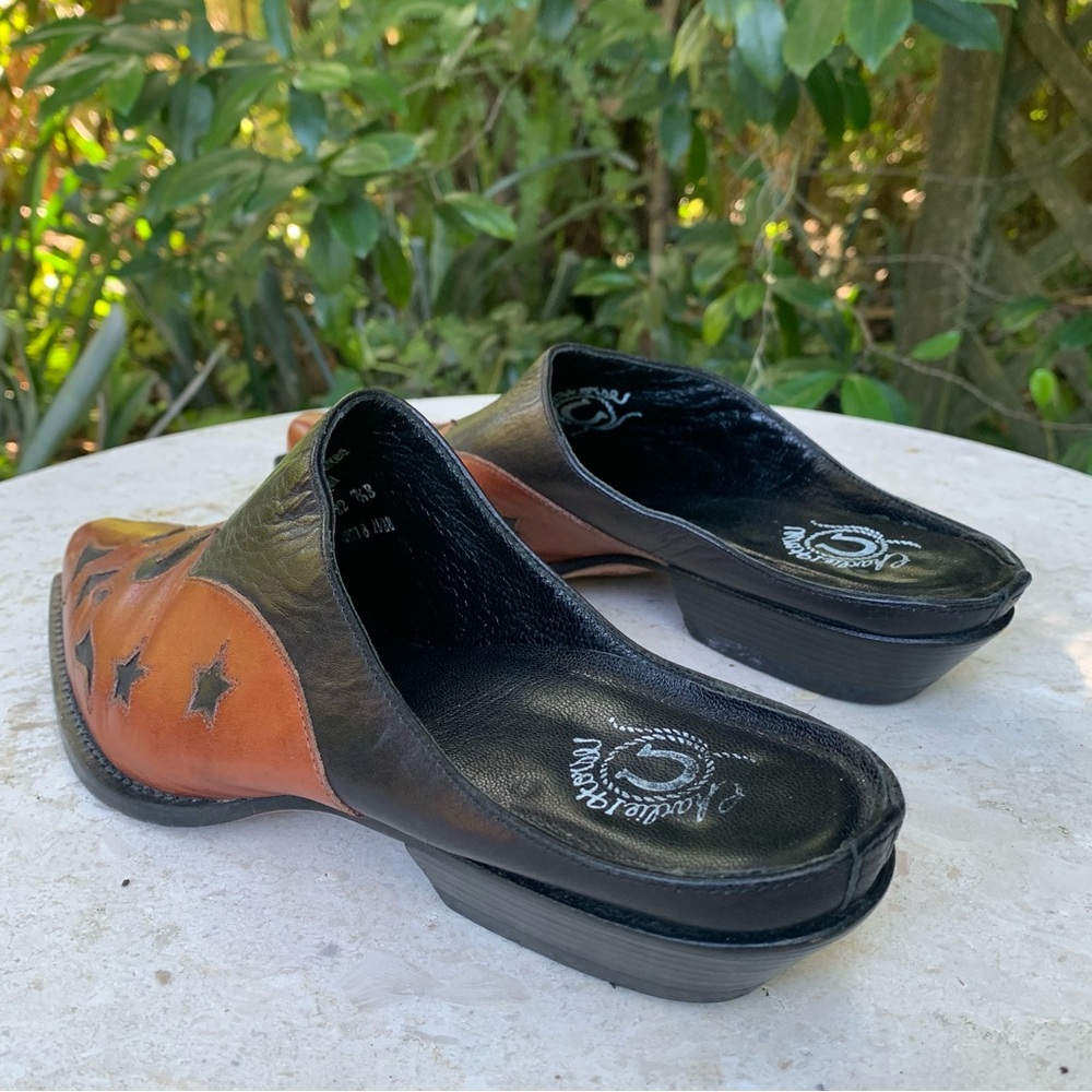 Charlie 1 Horse Lucchese Western Stars Boho Cowgirl Leather Mules Slides Shoes - Picture 9 of 17